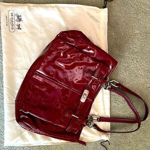 Coach Patent Leather Chelsea Handbag Wine/Burgundy